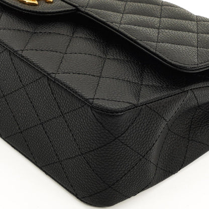Chanel Mittelgroße Classic Double Flap Tasche Schwarz Gestepptes Kaviarleder Mit Goldfarbener Hardware, 2009-2010