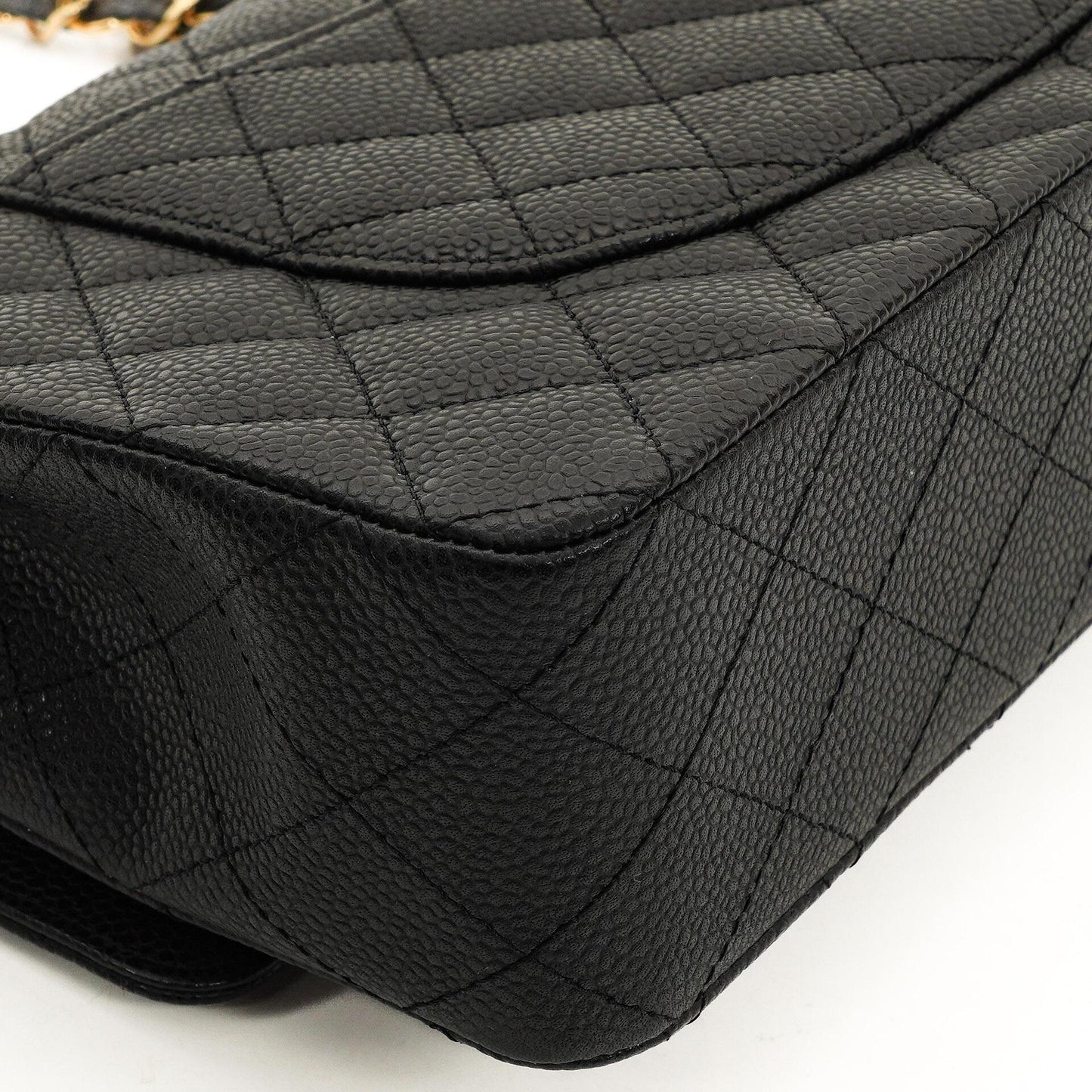 Chanel Mittelgroße Classic Double Flap Tasche Schwarz Gestepptes Kaviarleder Mit Goldfarbener Hardware, 2009-2010