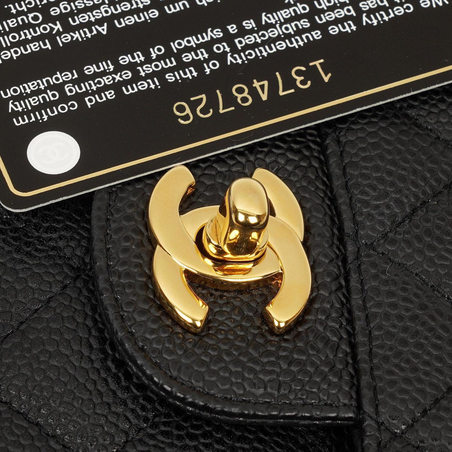 Chanel Mittelgroße Classic Double Flap Tasche Schwarz Gestepptes Kaviarleder Mit Goldfarbener Hardware, 2009-2010