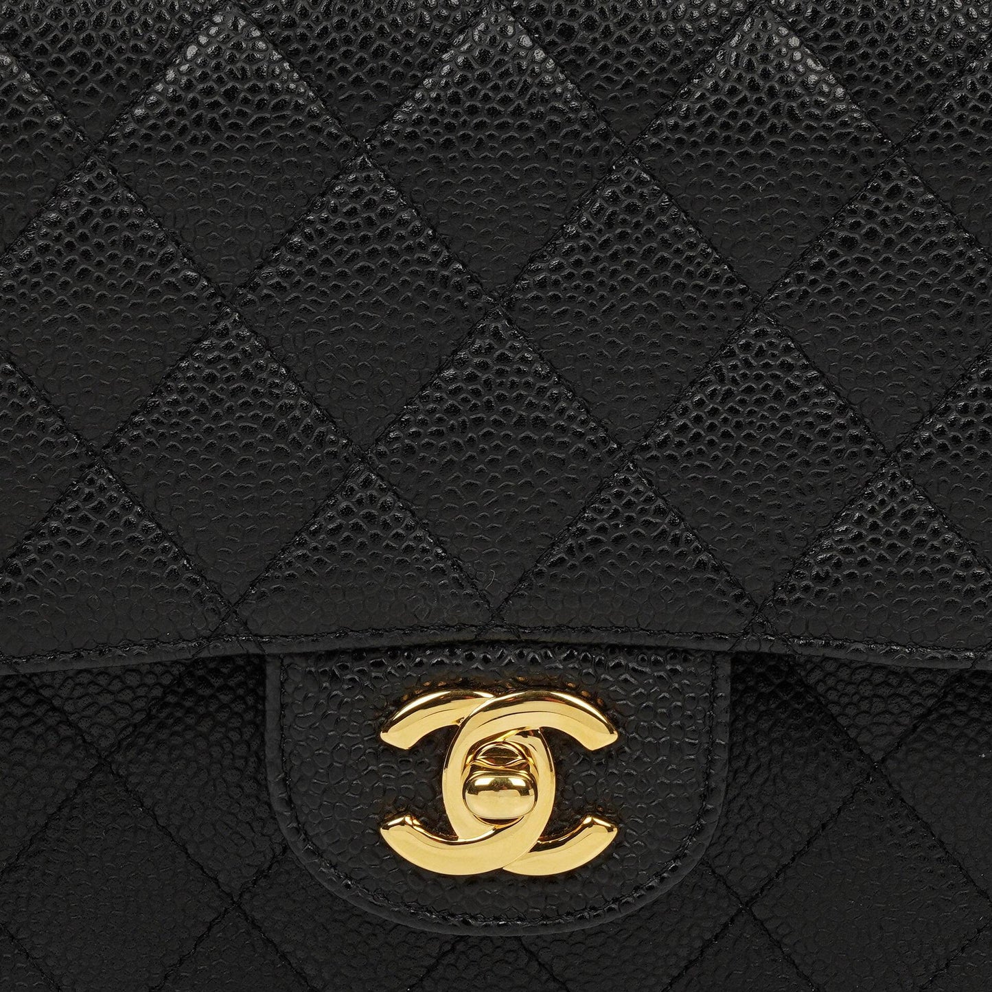 Chanel Mittelgroße Classic Double Flap Tasche Schwarz Gestepptes Kaviarleder Mit Goldfarbener Hardware, 2009-2010