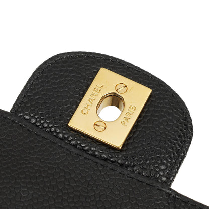 Chanel Mittelgroße Classic Double Flap Tasche Schwarz Gestepptes Kaviarleder Mit Goldfarbener Hardware, 2009-2010