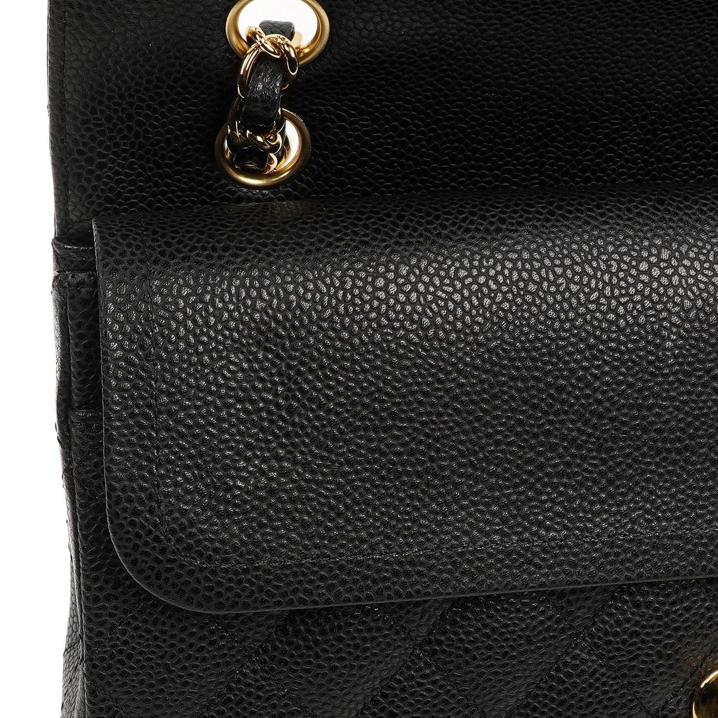 Chanel Mittelgroße Classic Double Flap Tasche Schwarz Gestepptes Kaviarleder Mit Goldfarbener Hardware, 2009-2010