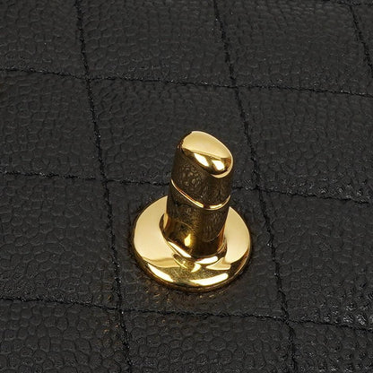 Chanel Mittelgroße Classic Double Flap Tasche Schwarz Gestepptes Kaviarleder Mit Goldfarbener Hardware, 2009-2010
