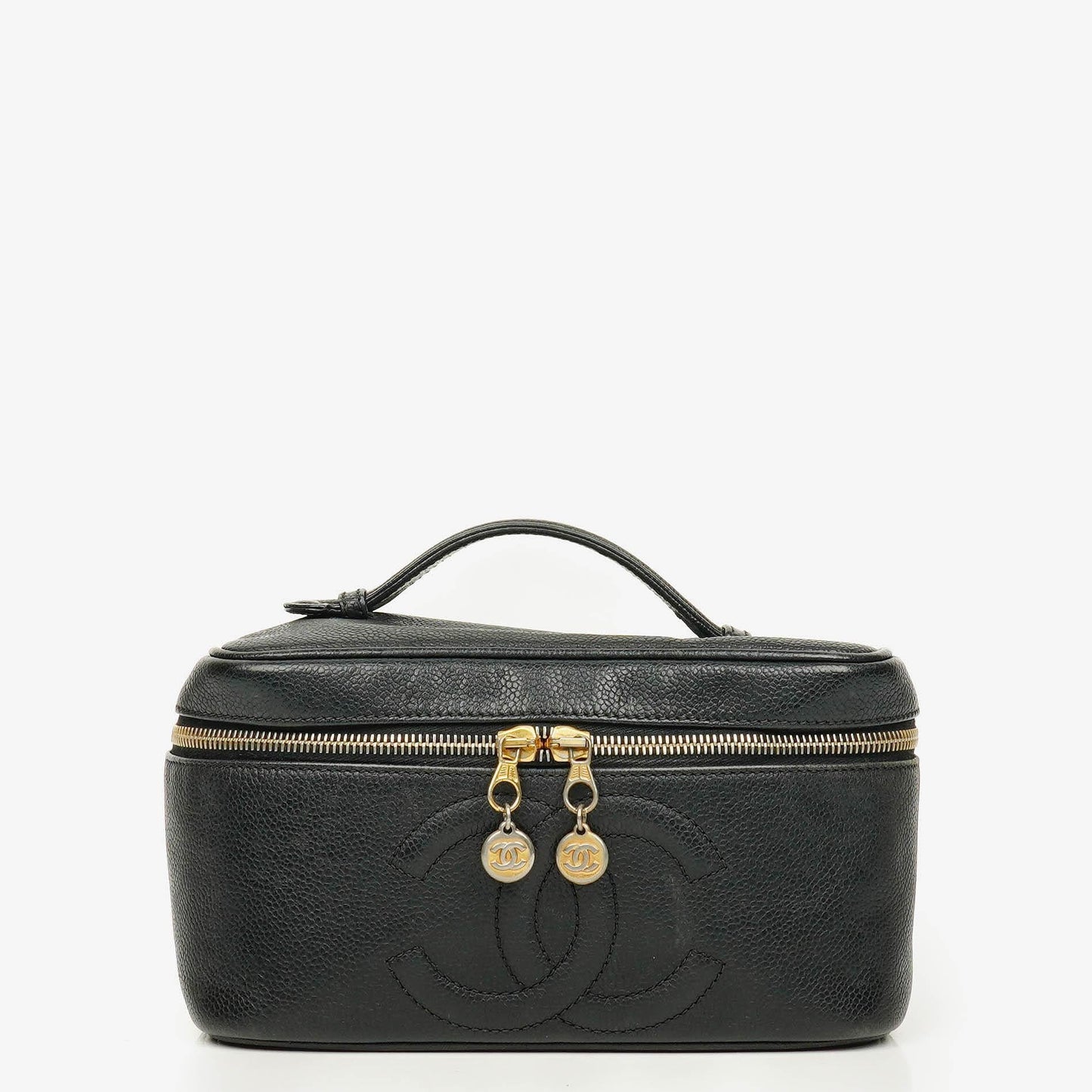 Chanel Vanity Case aus schwarzem Caviar-Leder