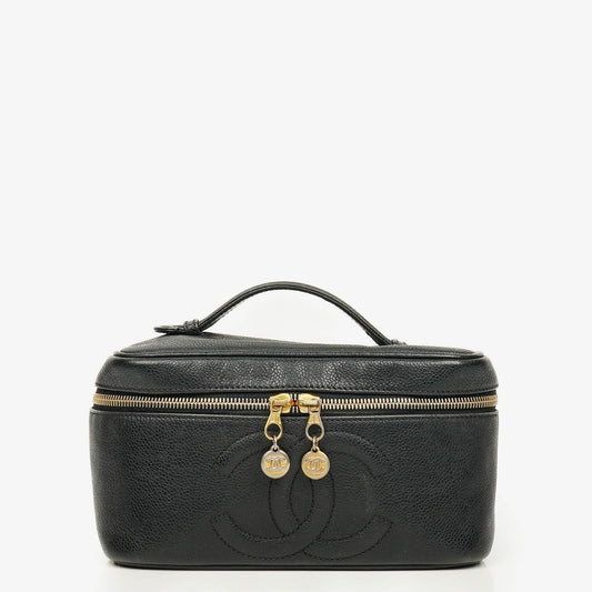 Chanel Vanity Case aus schwarzem Caviar-Leder