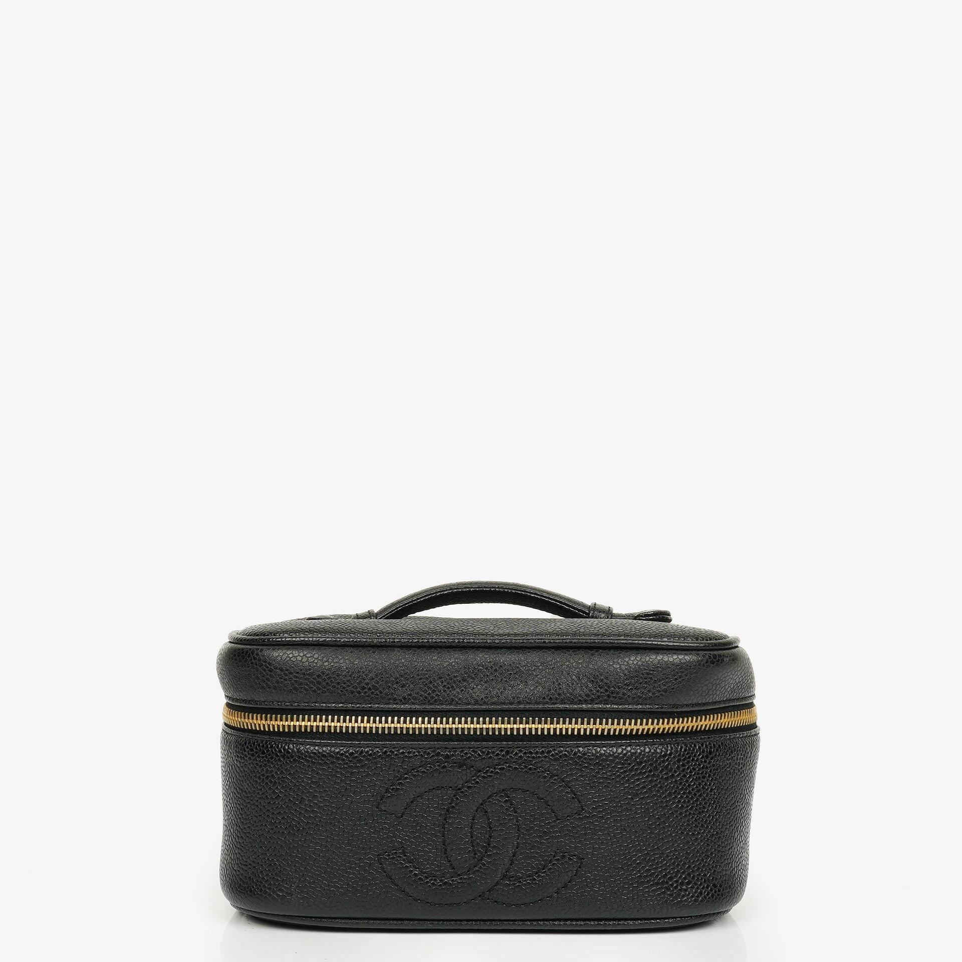 Chanel Vanity Case aus schwarzem Caviar Leder