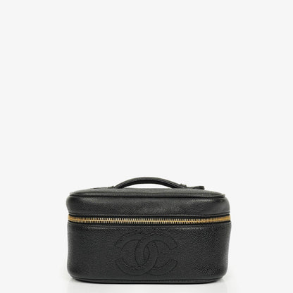 Chanel Vanity Case aus schwarzem Caviar Leder