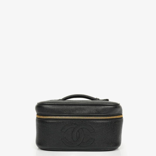 Chanel Vanity Case aus schwarzem Caviar Leder