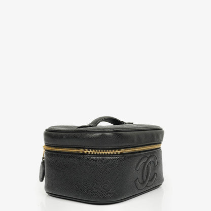 Chanel Vanity Case aus schwarzem Caviar Leder