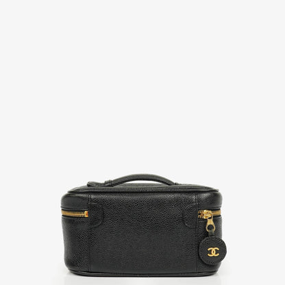 Chanel Vanity Case aus schwarzem Caviar Leder