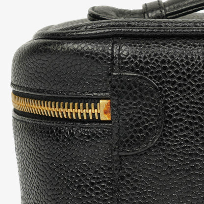 Chanel Vanity Case aus schwarzem Caviar Leder