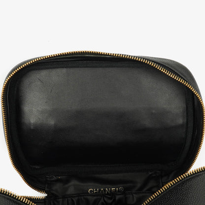 Chanel Vanity Case aus schwarzem Caviar Leder
