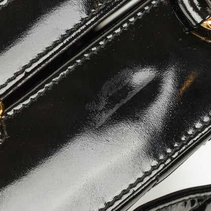 Chanel Vanity Case Box Tasche aus schwarzem Chevron-gestepptem Lackleder