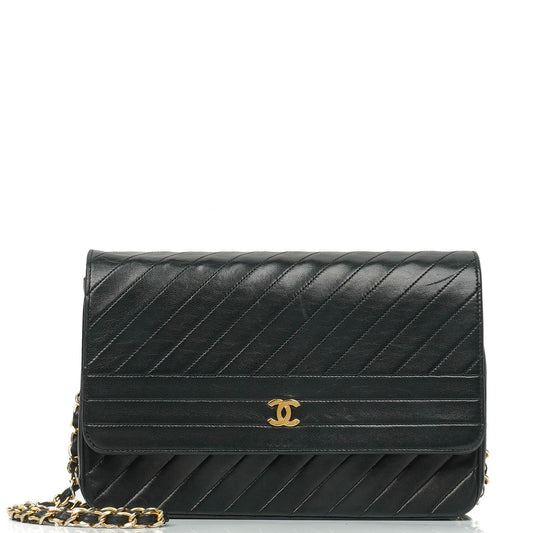 Chanel Classic Single Flap Tasche Medium Gesteppt Lammleder Schwarz mit 24K Gold Hardware