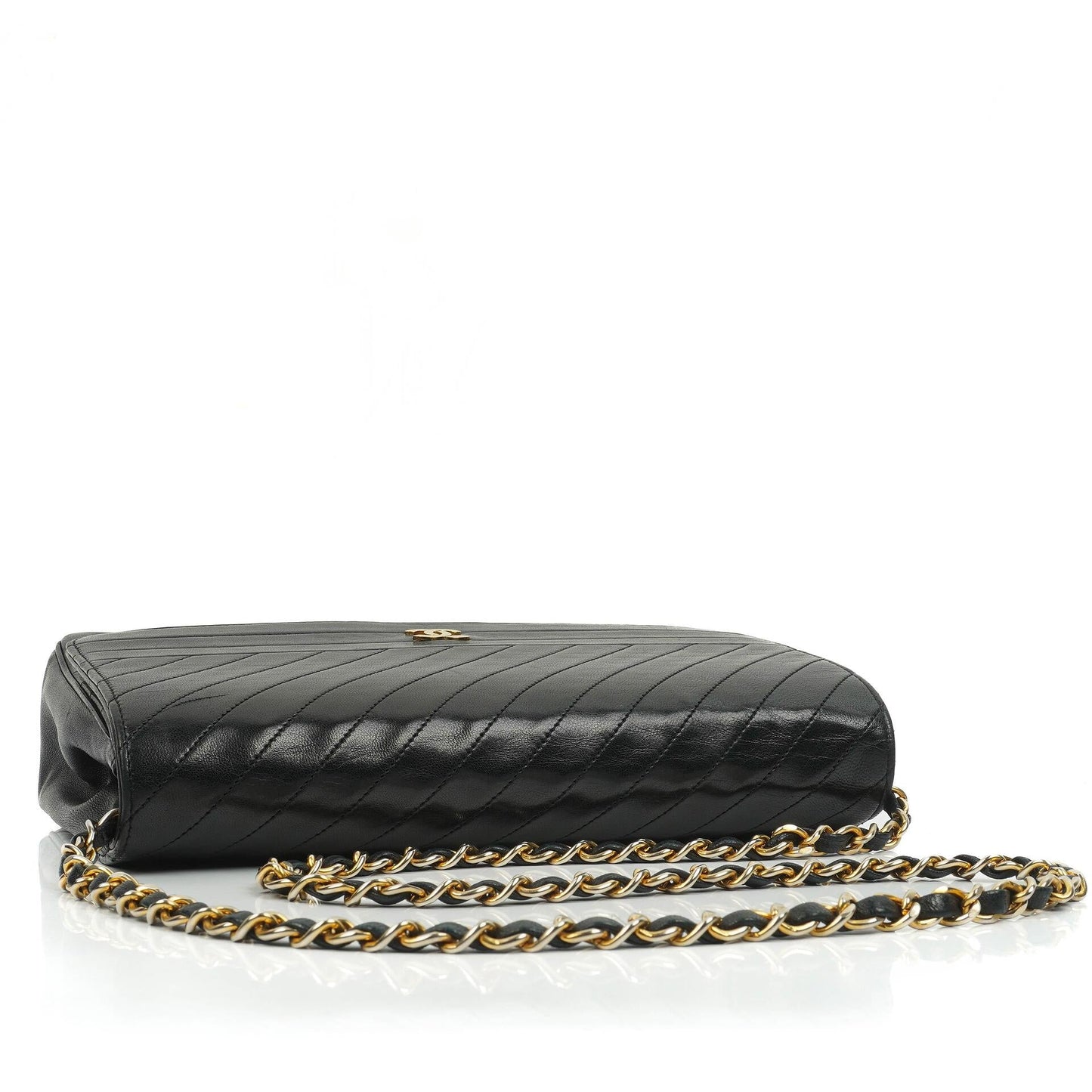Chanel Classic Single Flap Tasche Medium Gesteppt Lammleder Schwarz mit 24K Gold Hardware