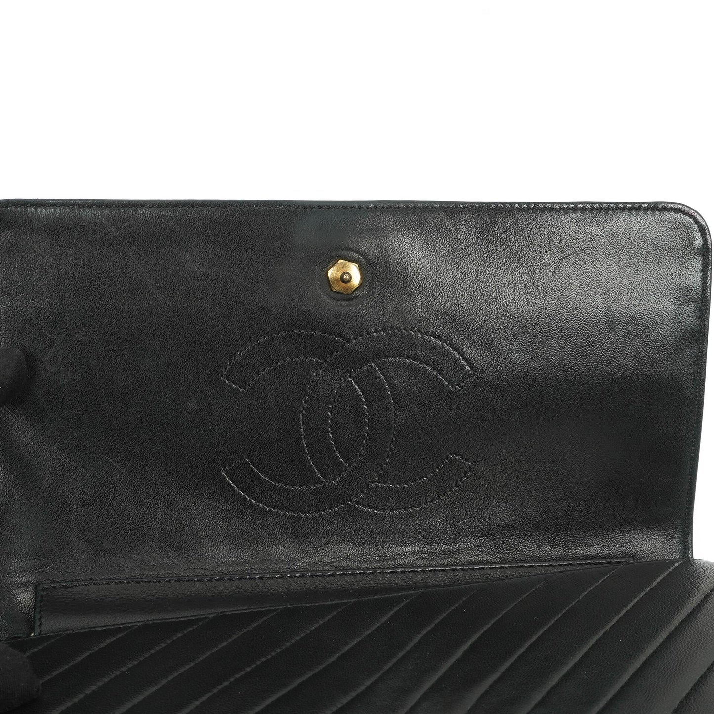Chanel Classic Single Flap Tasche Medium Gesteppt Lammleder Schwarz mit 24K Gold Hardware