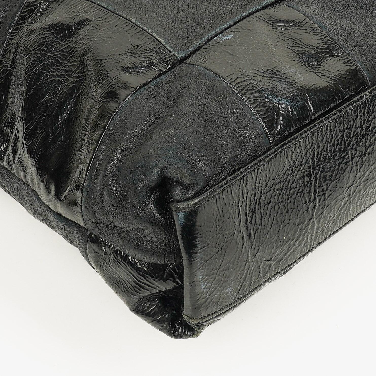 Chanel Große Brooklyn Ligne Patchwork Cabas Tote Tasche aus schwarzem Leder