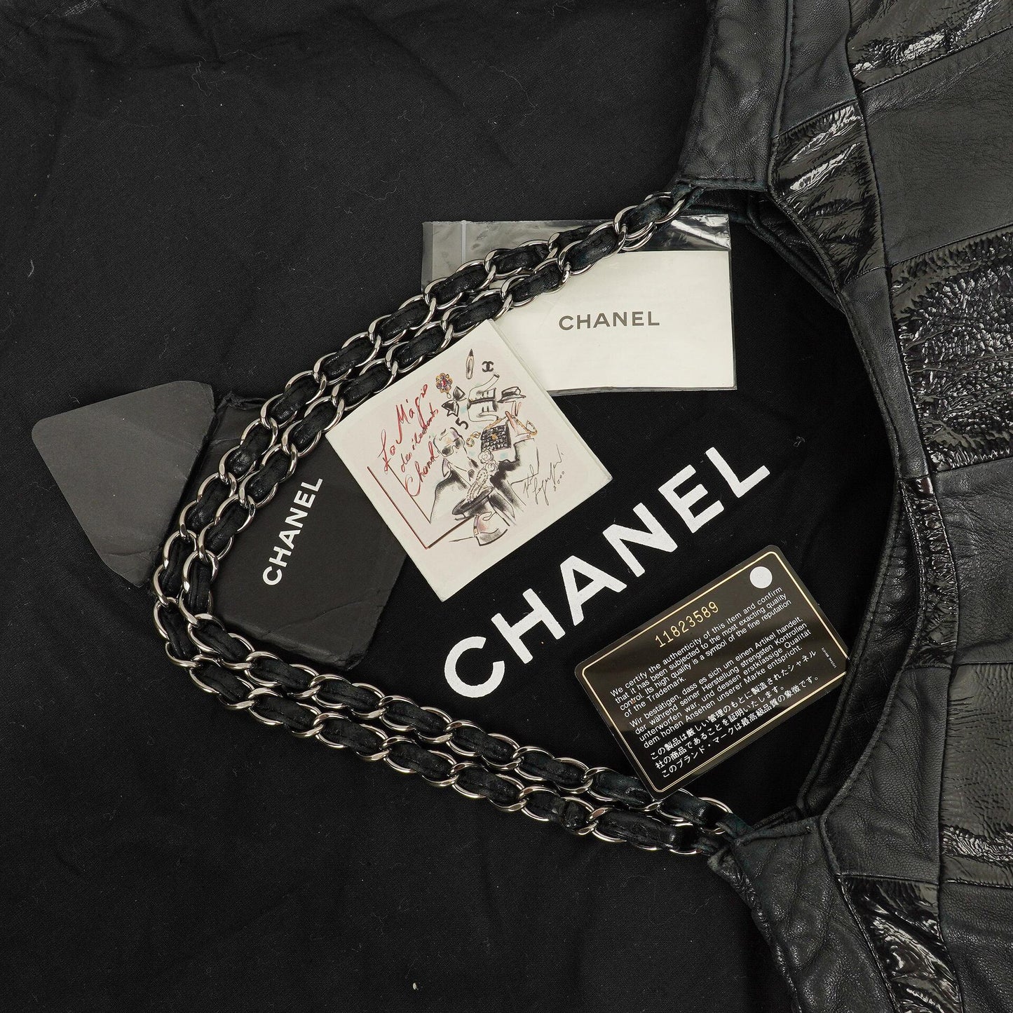 Chanel Große Brooklyn Ligne Patchwork Cabas Tote Tasche aus schwarzem Leder
