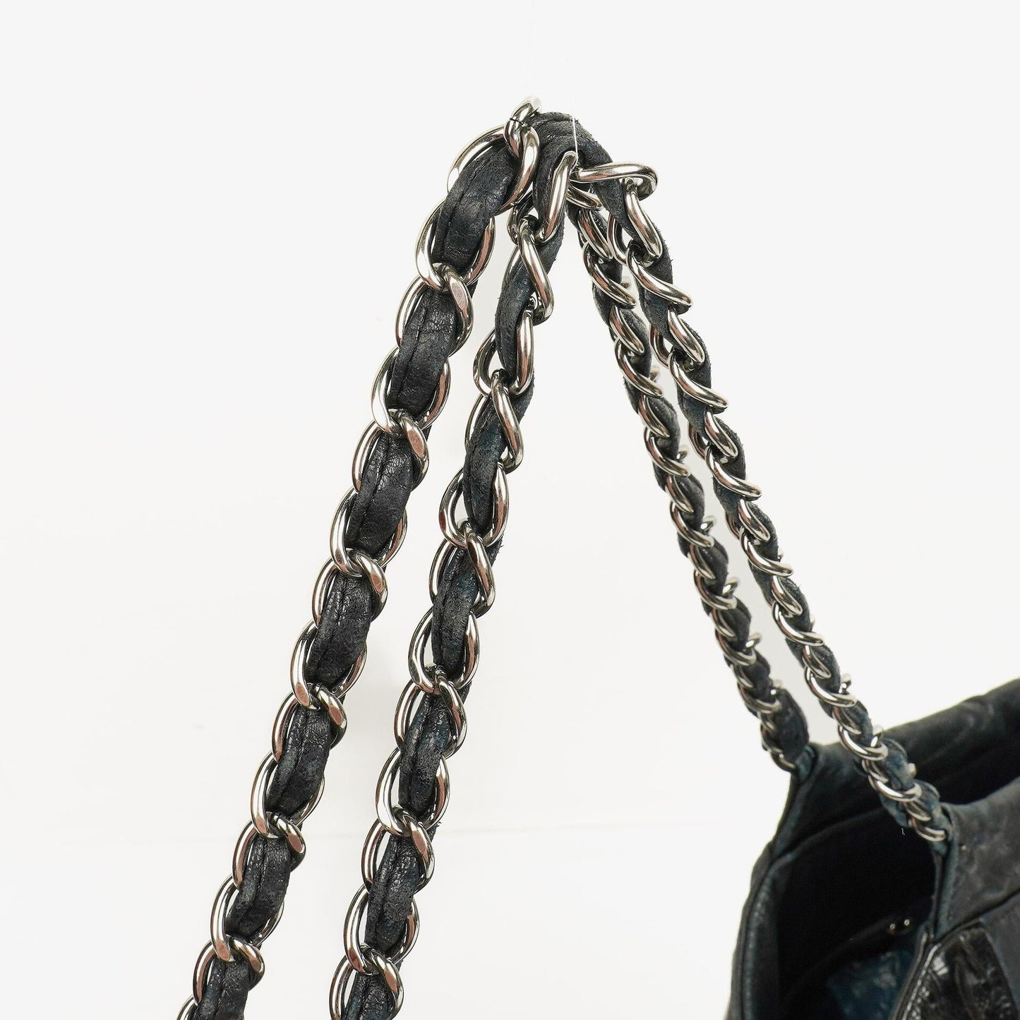 Chanel Große Brooklyn Ligne Patchwork Cabas Tote Tasche aus schwarzem Leder
