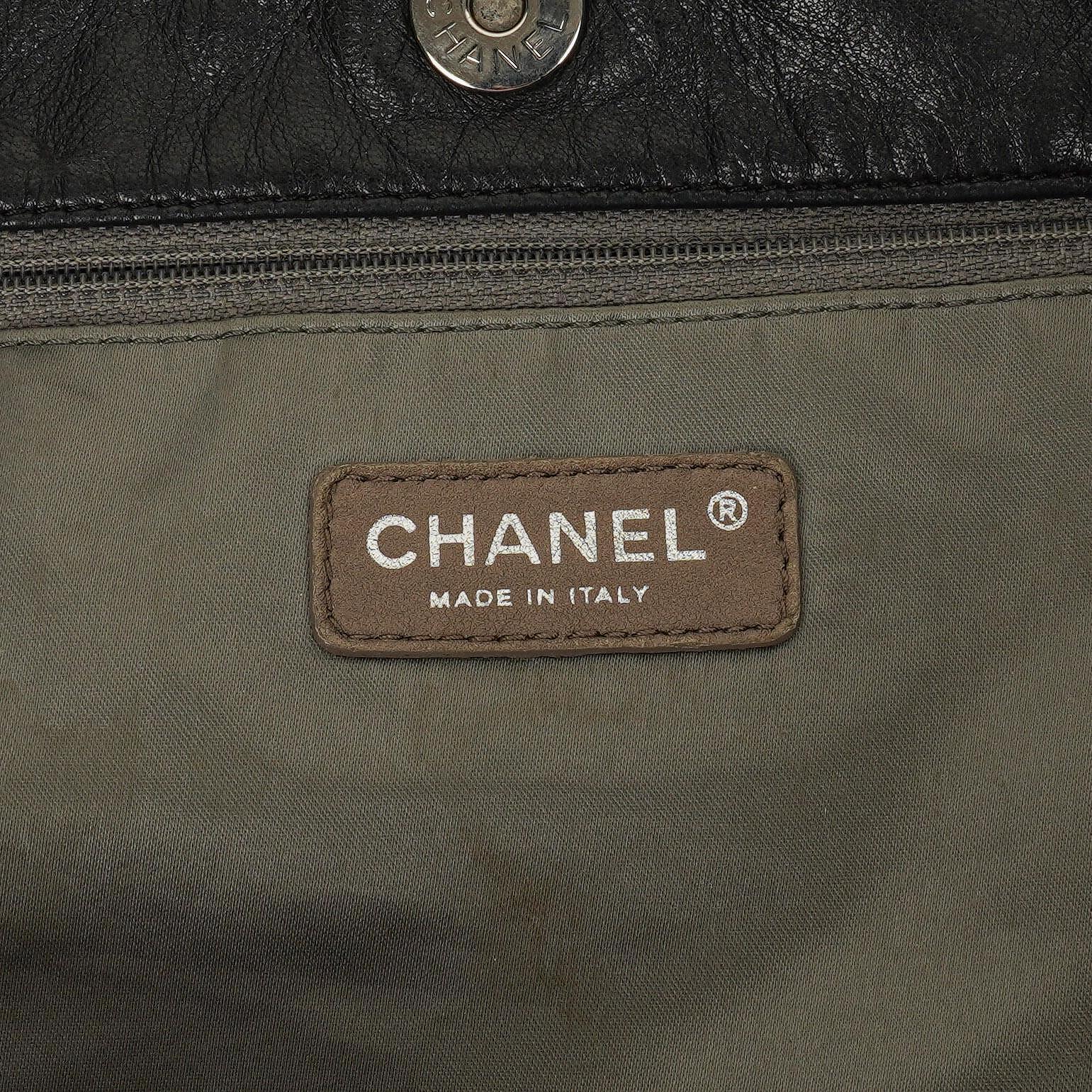 Chanel Große Brooklyn Ligne Patchwork Cabas Tote Tasche aus schwarzem Leder