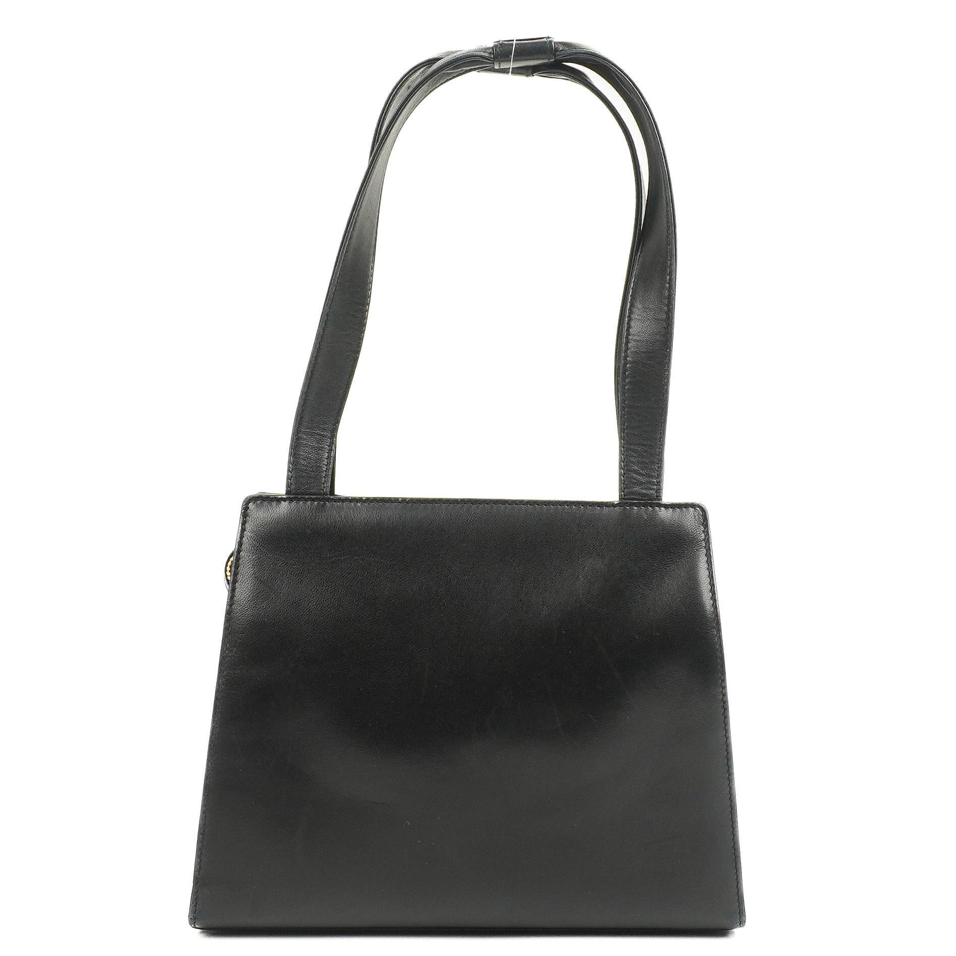 Chanel Camellia Top-Handle-Tasche aus schwarzem Leder