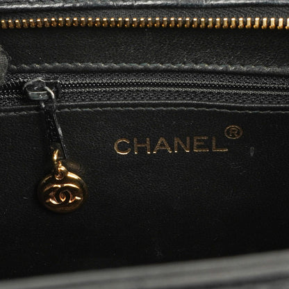 Chanel Camellia Top-Handle-Tasche aus schwarzem Leder