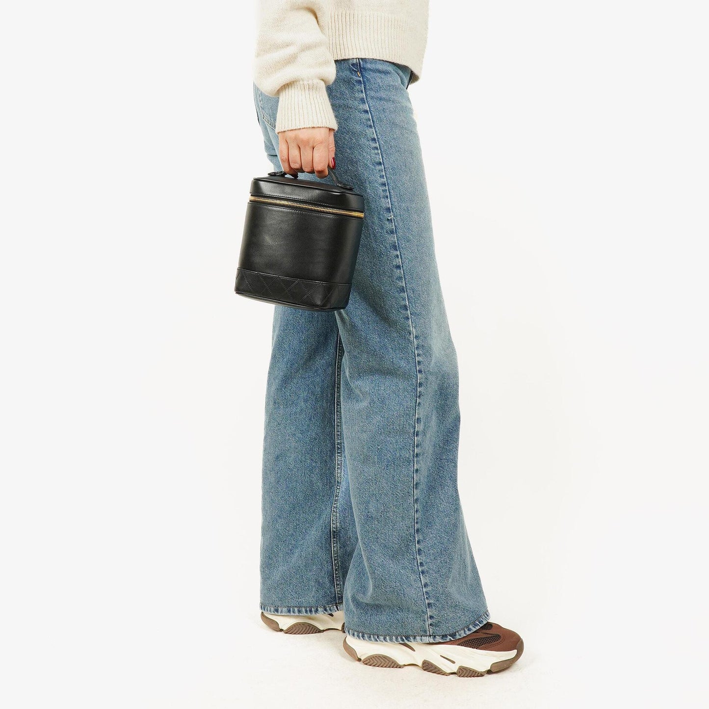 Chanel Kosmetikkoffer aus schwarzem Leder