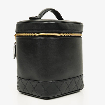 Chanel Kosmetikkoffer aus schwarzem Leder