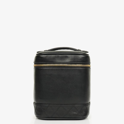 Chanel Vanity Case aus schwarzem Leder