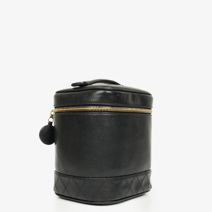 Chanel Vanity Case aus schwarzem Leder