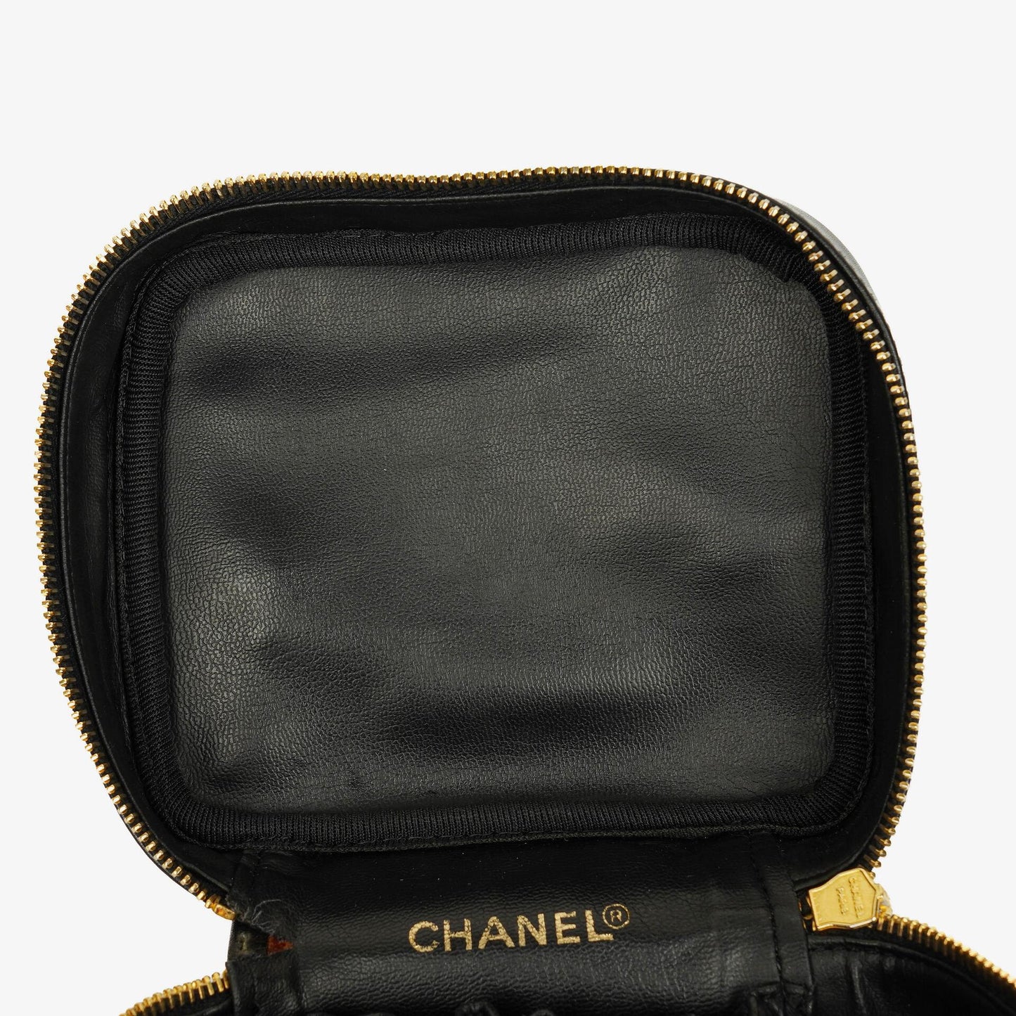 Chanel Vanity Case aus schwarzem Leder