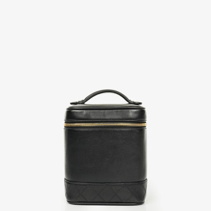 Chanel Vanity Case aus schwarzem Leder