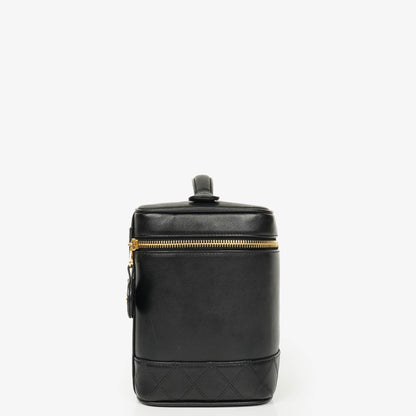 Chanel Vanity Case aus schwarzem Leder