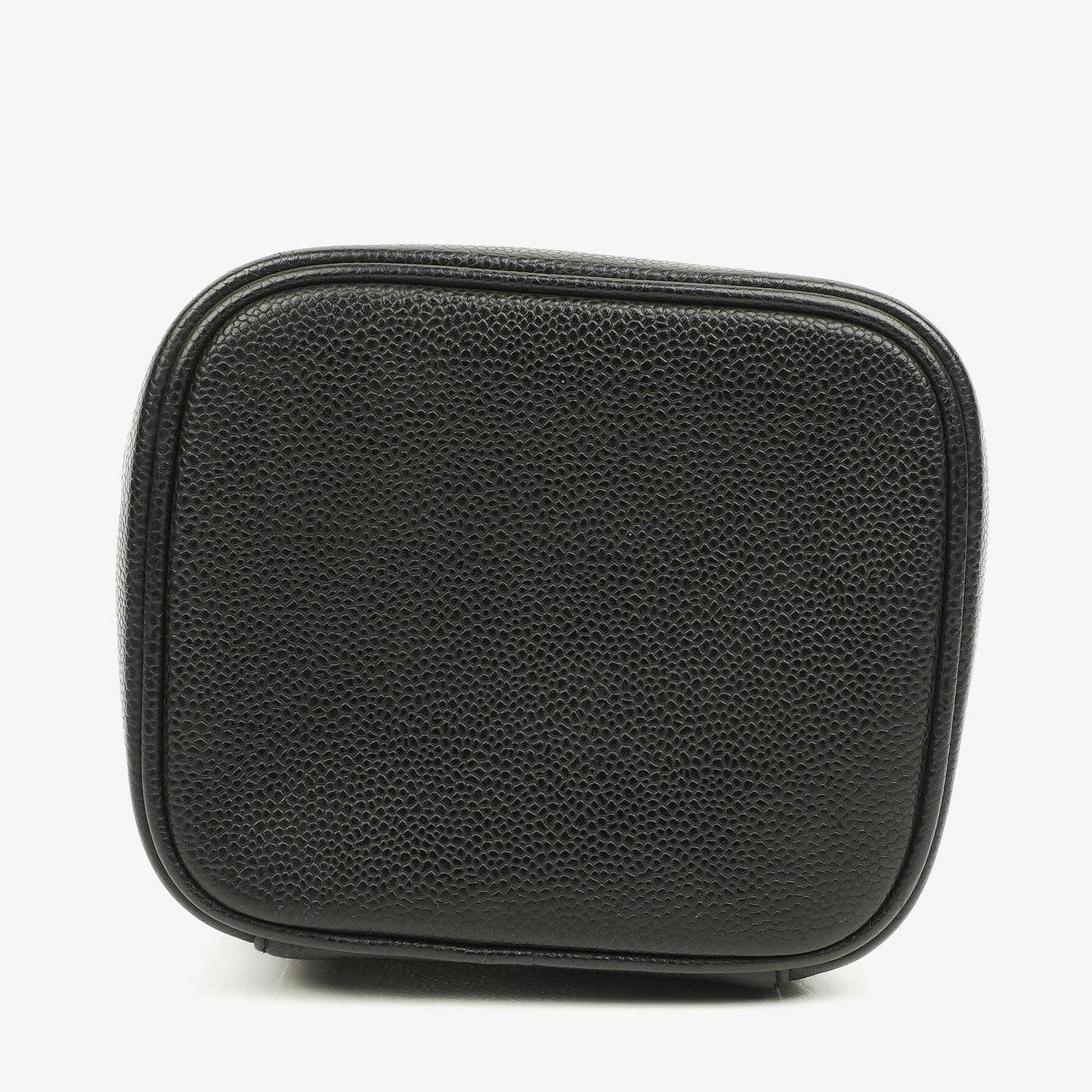 Chanel Vanity Case aus schwarzem gestepptem Kaviarleder