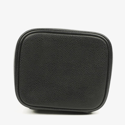 Chanel Vanity Case aus schwarzem gestepptem Kaviarleder