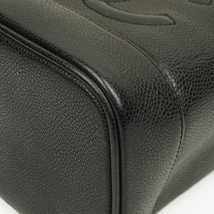 Chanel Vanity Case aus schwarzem gestepptem Kaviarleder