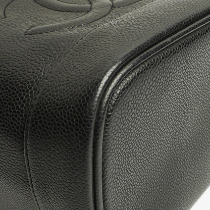 Chanel Vanity Case aus schwarzem gestepptem Kaviarleder