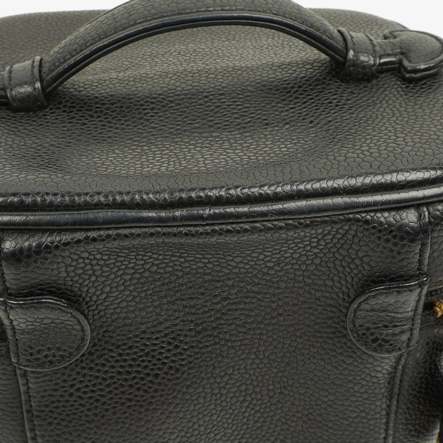 Chanel Vanity Case aus schwarzem gestepptem Kaviarleder