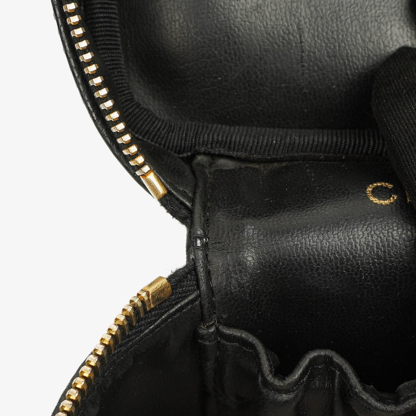 Chanel Vanity Case aus schwarzem gestepptem Kaviarleder