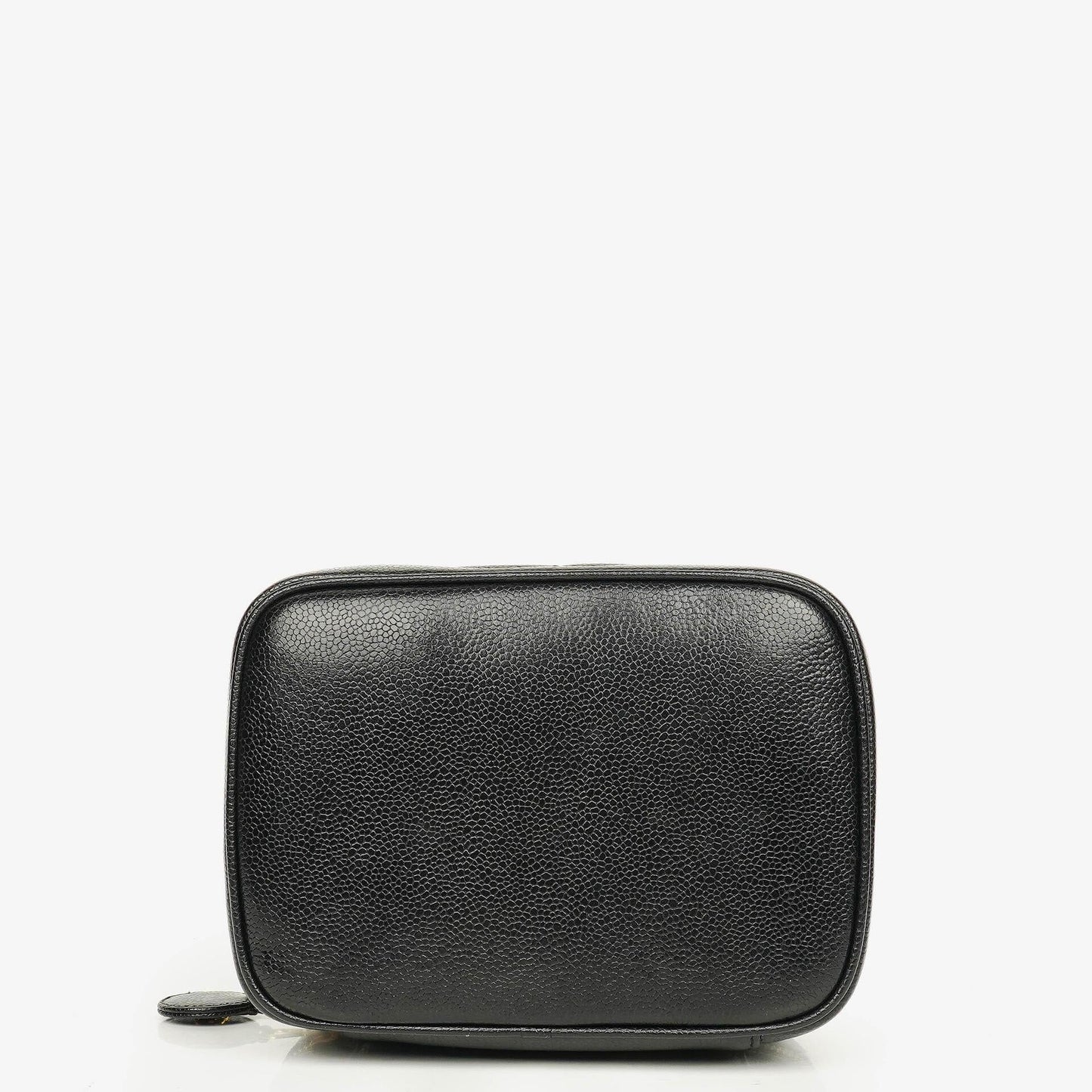 Chanel Vanity Case aus schwarzem gestepptem Kaviarleder