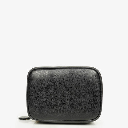 Chanel Vanity Case aus schwarzem gestepptem Kaviarleder