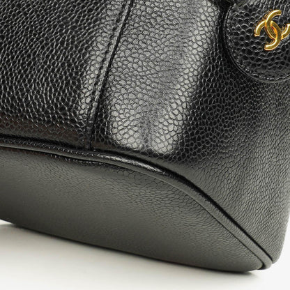 Chanel Vanity Case aus schwarzem gestepptem Kaviarleder