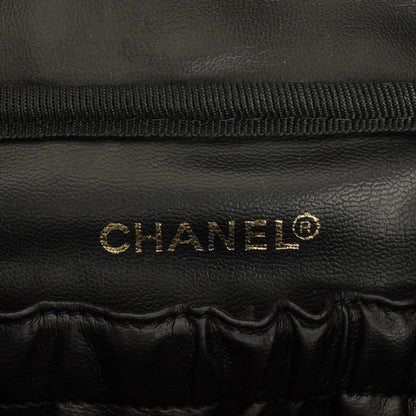 Chanel Vanity Case aus schwarzem gestepptem Kaviarleder