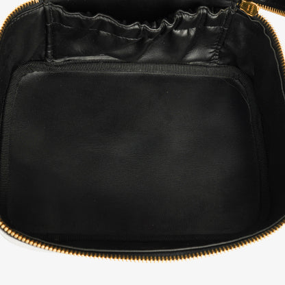 Chanel Vanity Case aus schwarzem gestepptem Kaviarleder