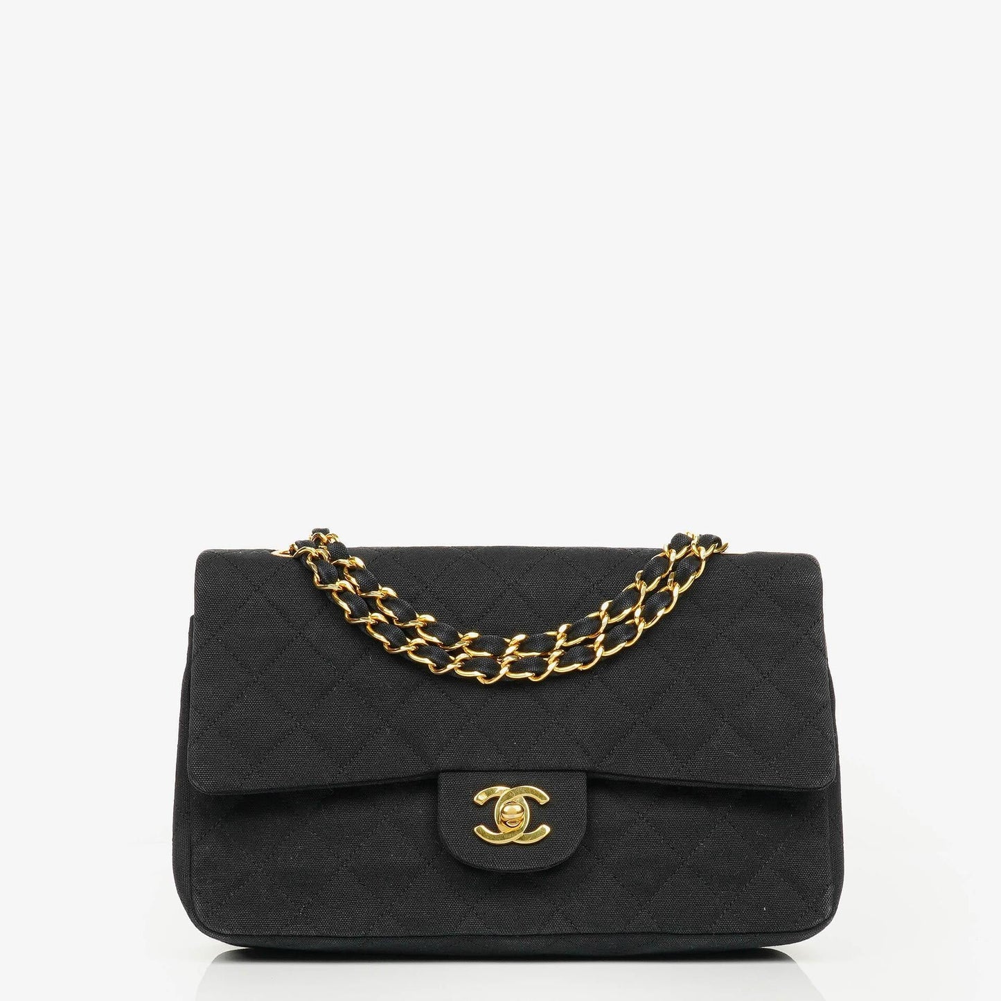 Chanel Double Flap Tasche in Schwarz gesteppt