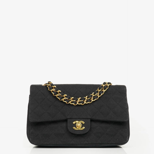 Chanel Double Flap Tasche in Schwarz gesteppt