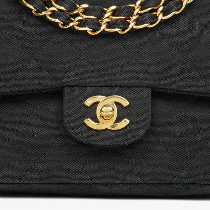 Chanel Double Flap Tasche in Schwarz gesteppt