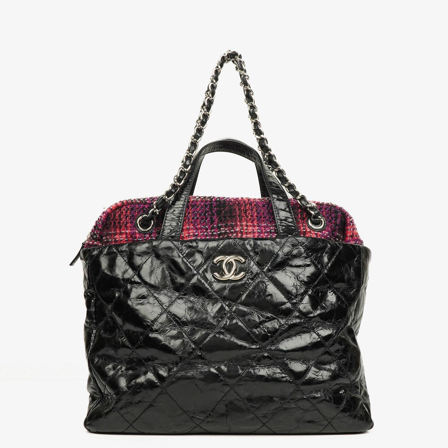 Chanel Portobello Tote Bag aus schwarzem gestepptem glasiertem Kalbsleder und Tweed
