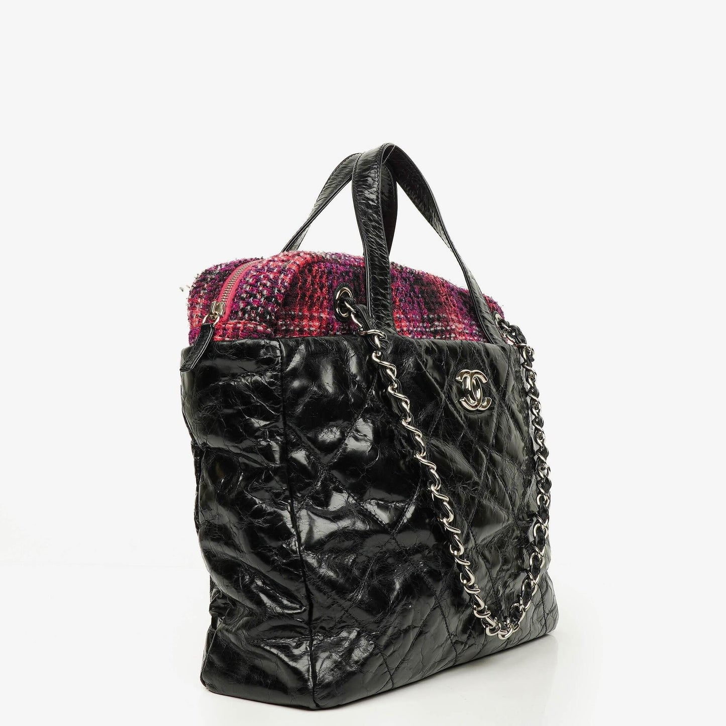 Chanel Portobello Tote Bag aus schwarzem gestepptem glasiertem Kalbsleder und Tweed