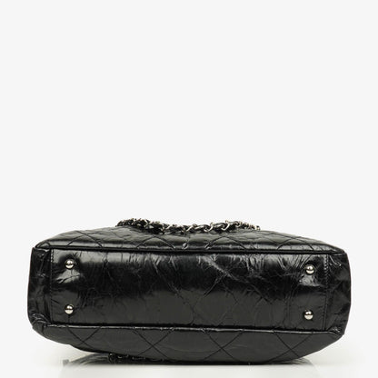 Chanel Portobello Tote Bag aus schwarzem gestepptem glasiertem Kalbsleder und Tweed